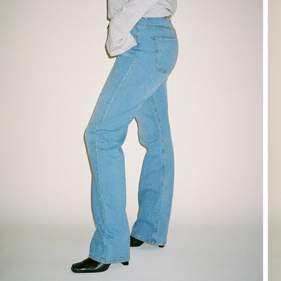 Djerf Avenue Straight Jeans Mid Blue Tall - Size 25 - Picture 2 of 11